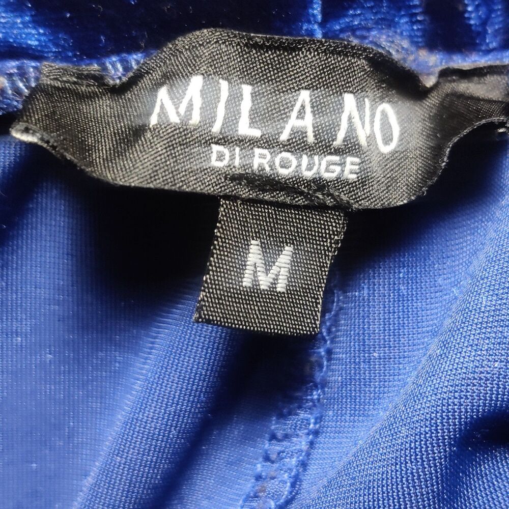 Milano Di Rouge Velvet Track Pants Blue Logo Tape Side Stripe Size M - Picture 3 of 5